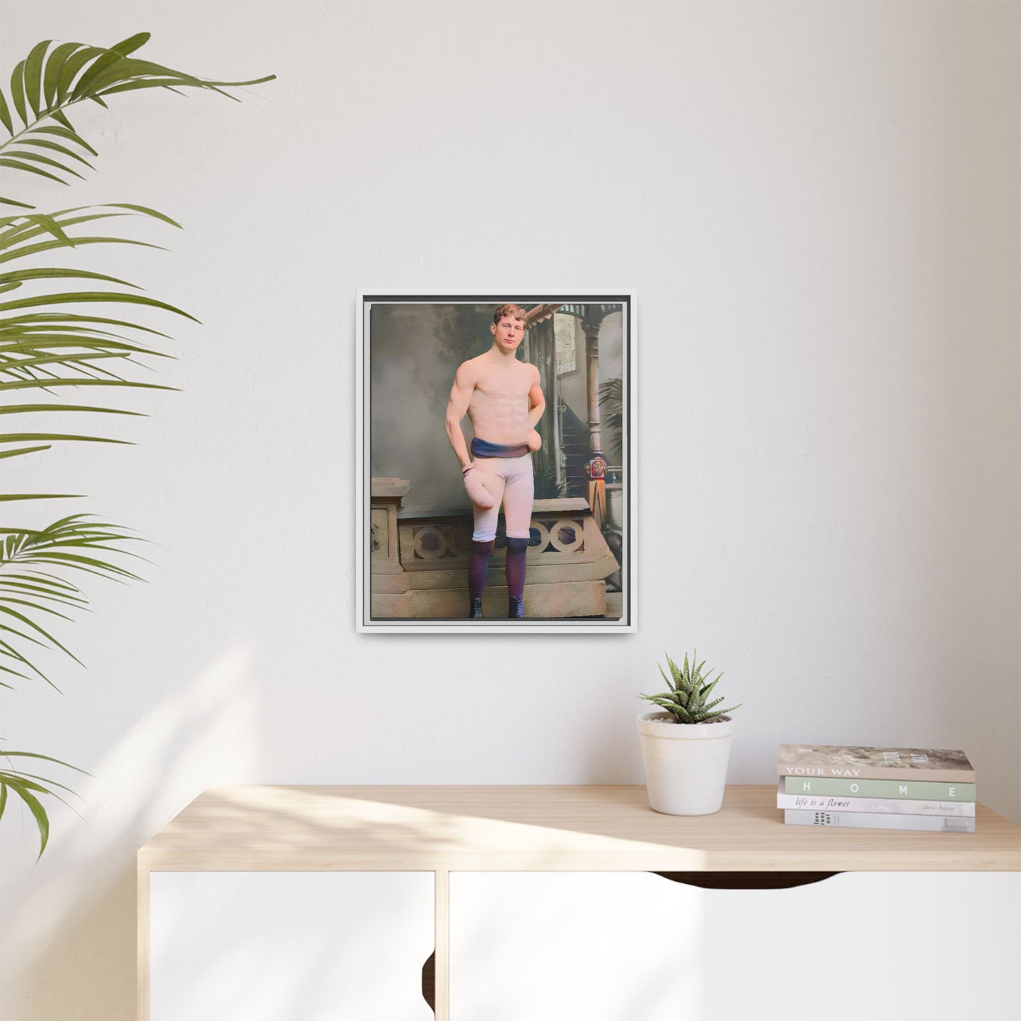 A striking vintage portrait of Otto, a historic Manhattan boxer in gloves and stance. This framed matte canvas print is ideal for boxing fans, sports history lovers, and collectors of retro athletic decor.