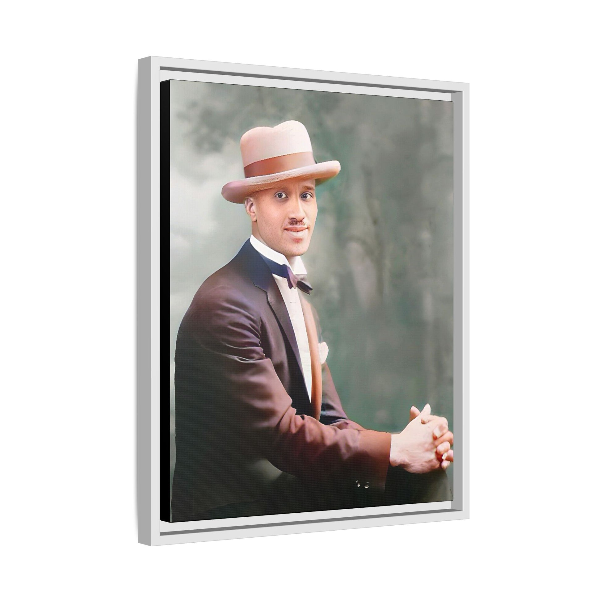 A restored portrait of Jamal from early 20th-century Harlem, dressed in a bow tie and felt hat. This framed matte canvas honors Black history, sophistication, and cultural excellence, perfect for vintage or historically inspired decor.