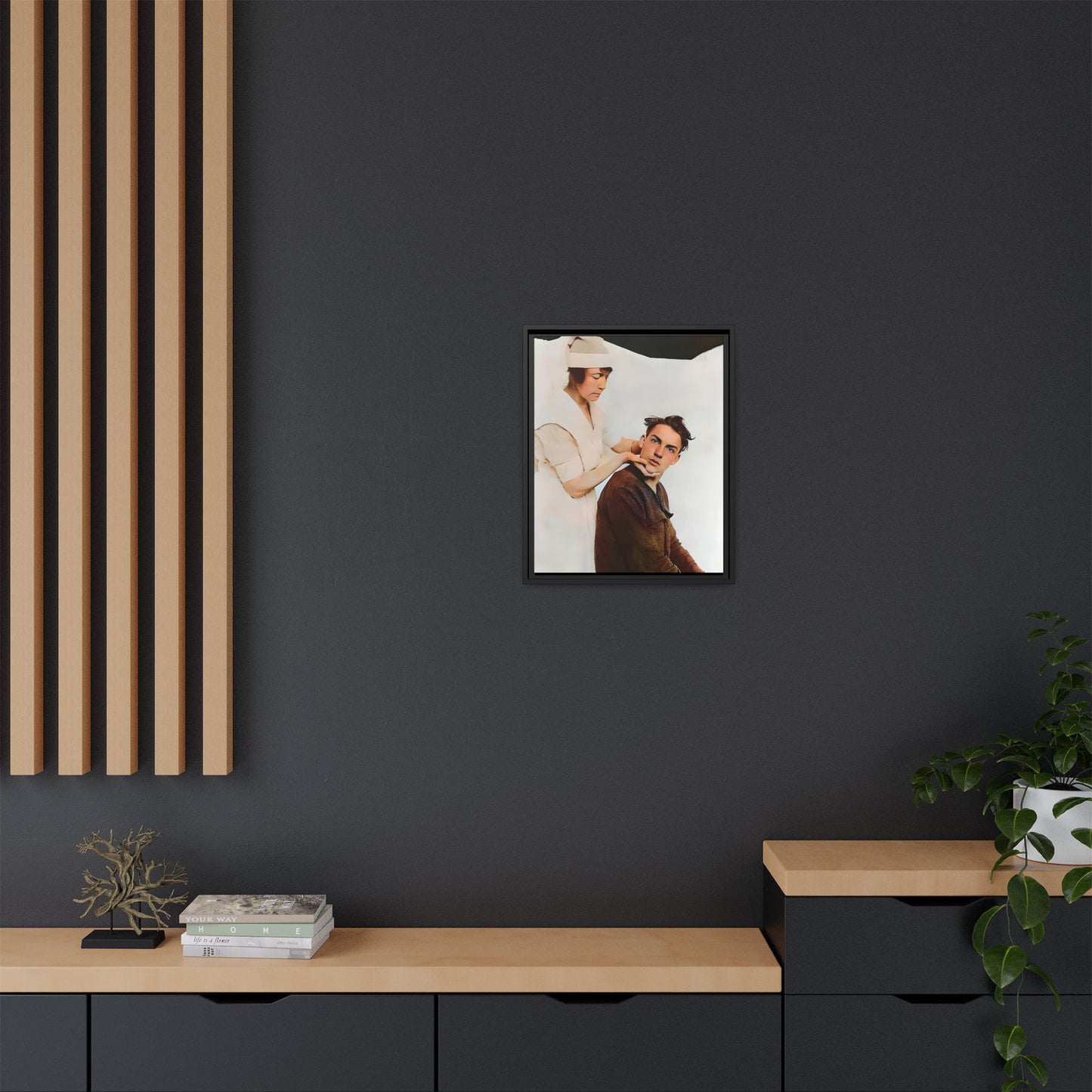 A restored vintage portrait of Dillion in Salt Lake City, Utah. This framed matte canvas captures human connection, care, and resilience. Gay Conversion Therapy