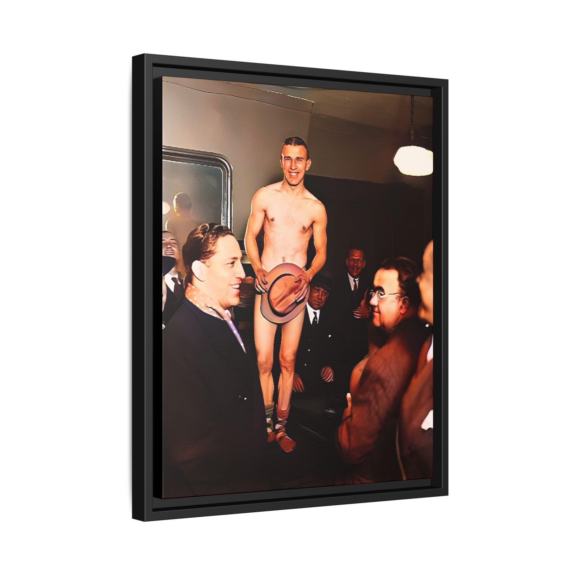 A restored vintage portrait of Jimmy, a dancer at The Slide in New York. This framed matte canvas captures LGBTQ+ history, vibrant nightlife, and the spirit of performance.
