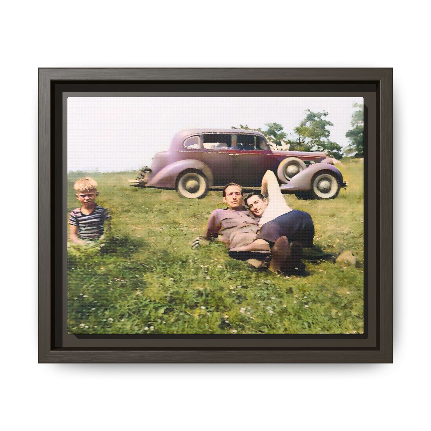 A vintage LGBTQ+ Fathers' Day portrait from Toms River, NJ. This framed matte canvas captures a tender moment of love, resilience, and family, making it a meaningful keepsake for collectors, history lovers, and those celebrating chosen family. Two Dads Vintage Photo