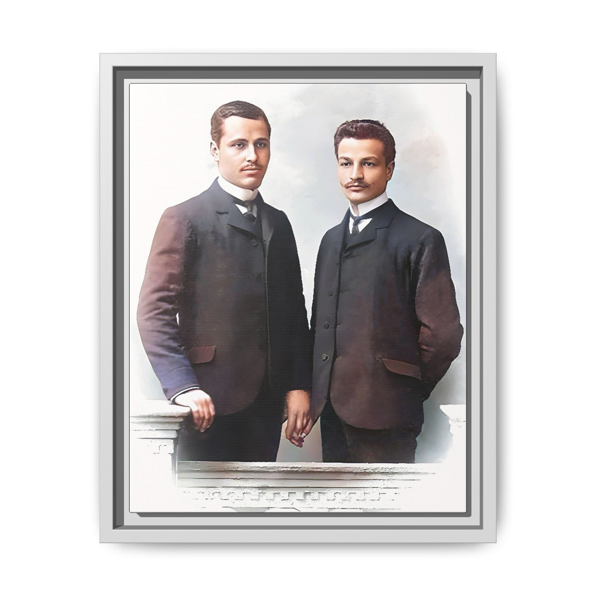A restored vintage portrait of Asen & Gavril in Plovdiv, Bulgaria. This framed matte canvas honors LGBTQ+ history, timeless love, and European heritage. Gay Couple