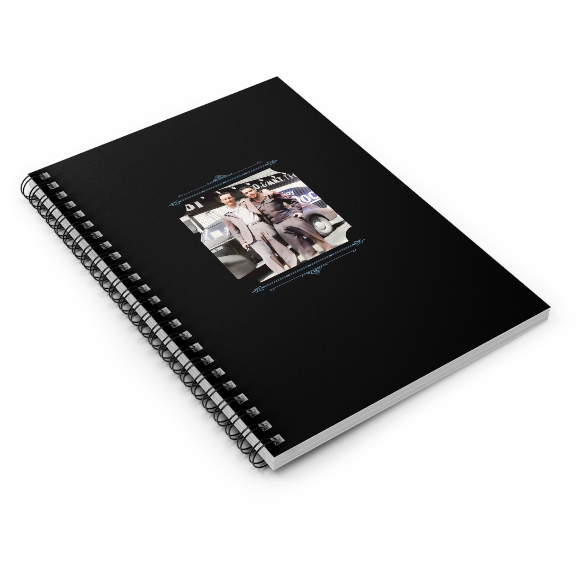 WWII gay couple notebook, vintage military and civilian photo, LGBTQ+ ruled journal, historic pride gift.