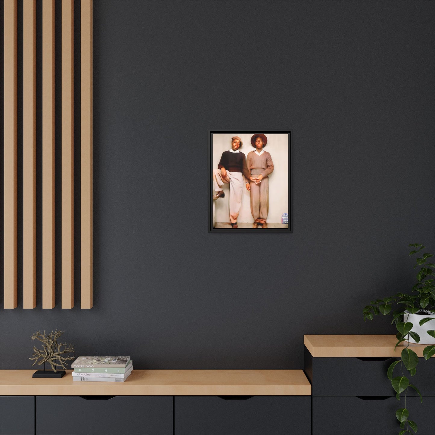 Vintage Gay studio portrait of Kenneth & Edgar, Memphis 1942. A beautifully restored black queer history canvas print celebrating love, resilience, and connection. Queer Couple