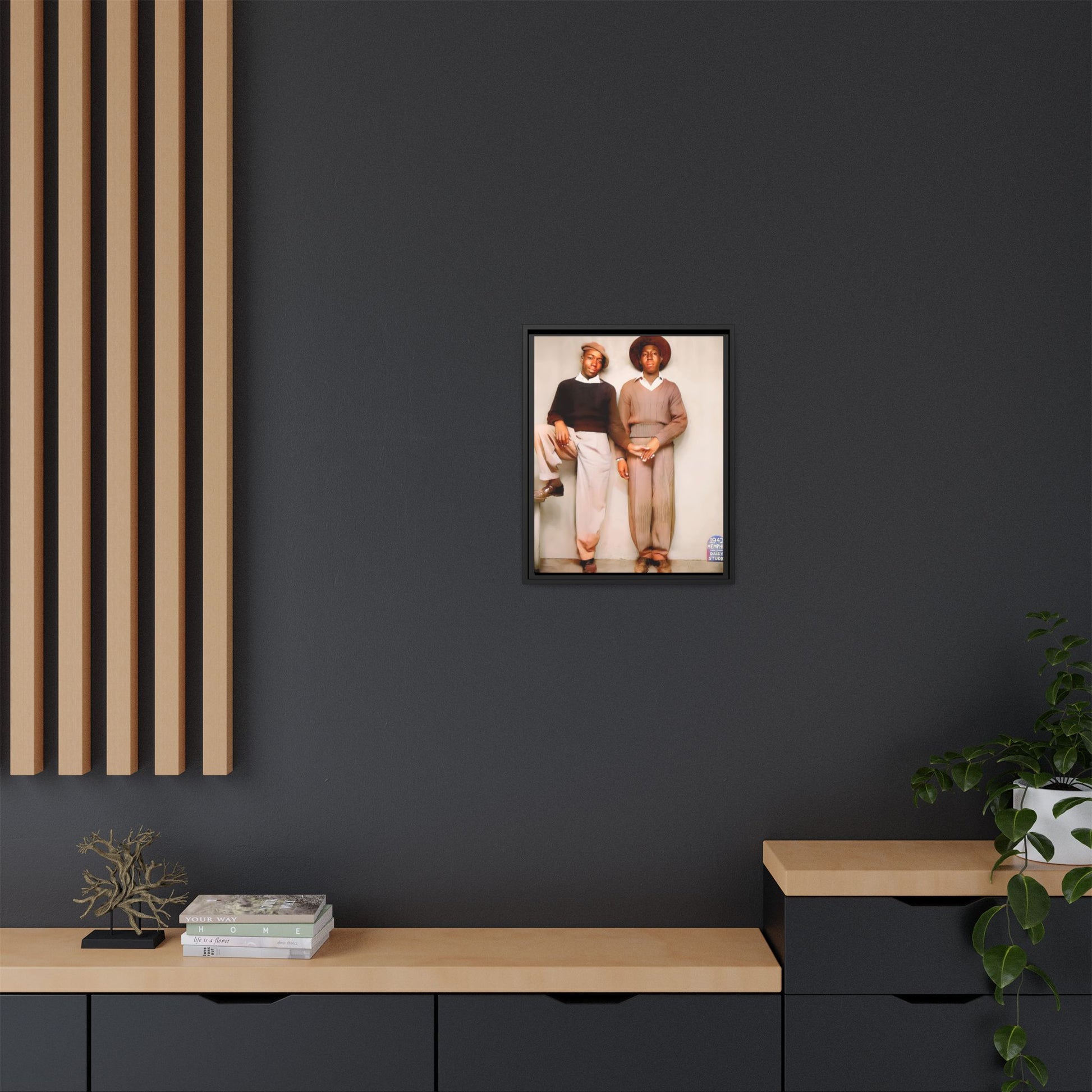 Vintage Gay studio portrait of Kenneth & Edgar, Memphis 1942. A beautifully restored black queer history canvas print celebrating love, resilience, and connection. Queer Couple