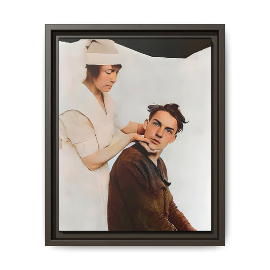 A restored vintage portrait of Dillion in Salt Lake City, Utah. This framed matte canvas captures human connection, care, and resilience. Gay Conversion Therapy