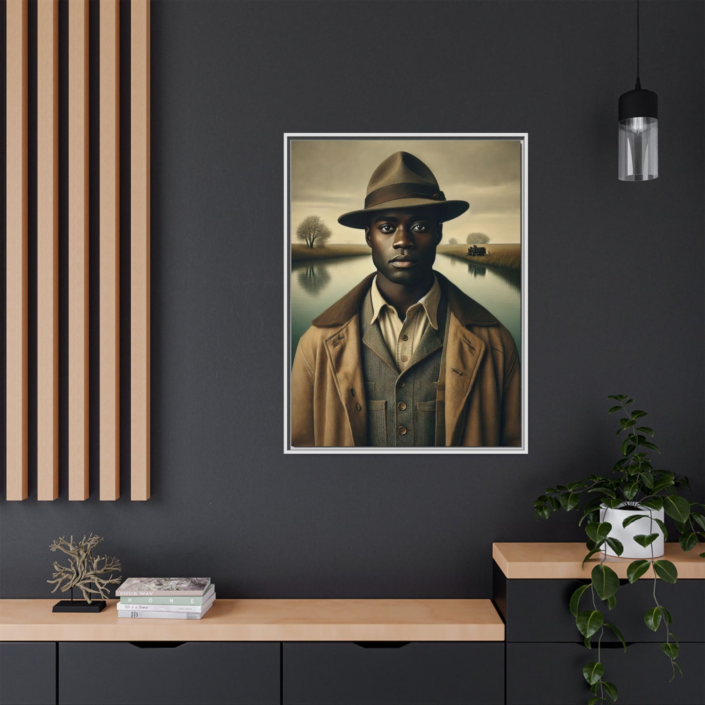 Timeless dignity, resilience, and nature in Grant Wood-inspired African American art.