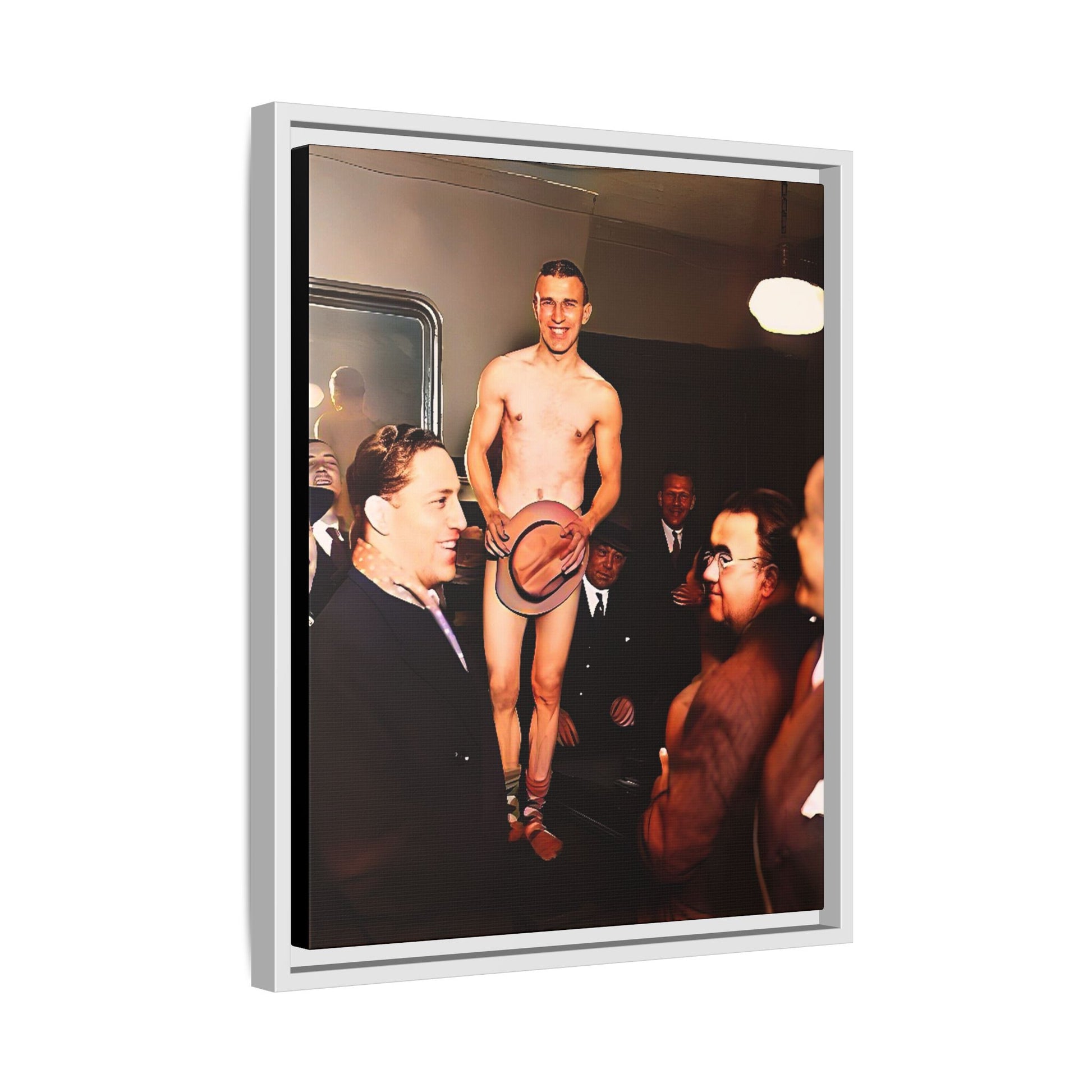 A restored vintage portrait of Jimmy, a dancer at The Slide in New York. This framed matte canvas captures LGBTQ+ history, vibrant nightlife, and the spirit of performance.