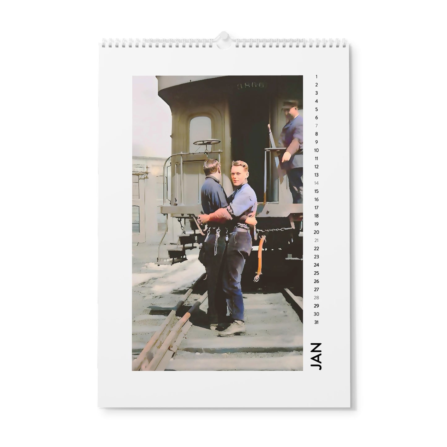 Wall Calendar (2024) - paire vintage affectionate men gay lgbtq Dad Uncle Gift Present boyfriend