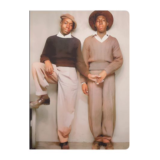 Vintage LGBTQ couple softcover notebook with poem on the back and archival photo on front