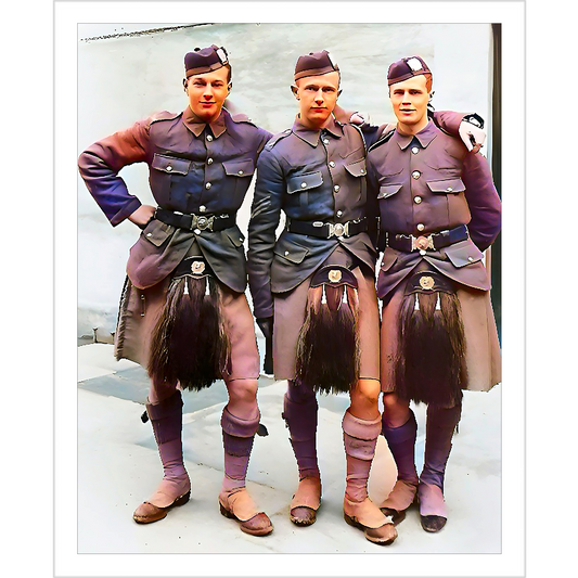 hommes 014 | Giclee Artist Print Scotland Kilt Soldier Uniform Vintage Gay Queer LGBTQ Friends