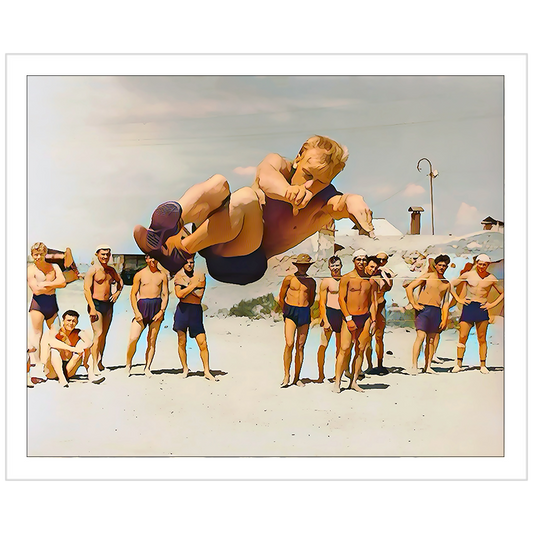 hommes 009 | Giclee Artist Print Vintage Athletic Military Beach Top Gun Gay Queer LGBTQ Jocks