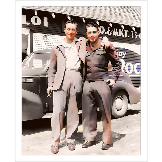paire 058 | Giclee Artist Print Gay Vintage Affectionate Men Car Military Uniform Queer LGBTQ