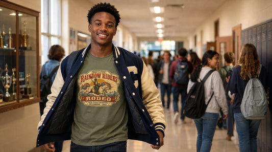 Rainbow Riders LGBTQ+ youth and ally apparel featuring the collection’s unicorn mascot and collegiate-inspired designs.