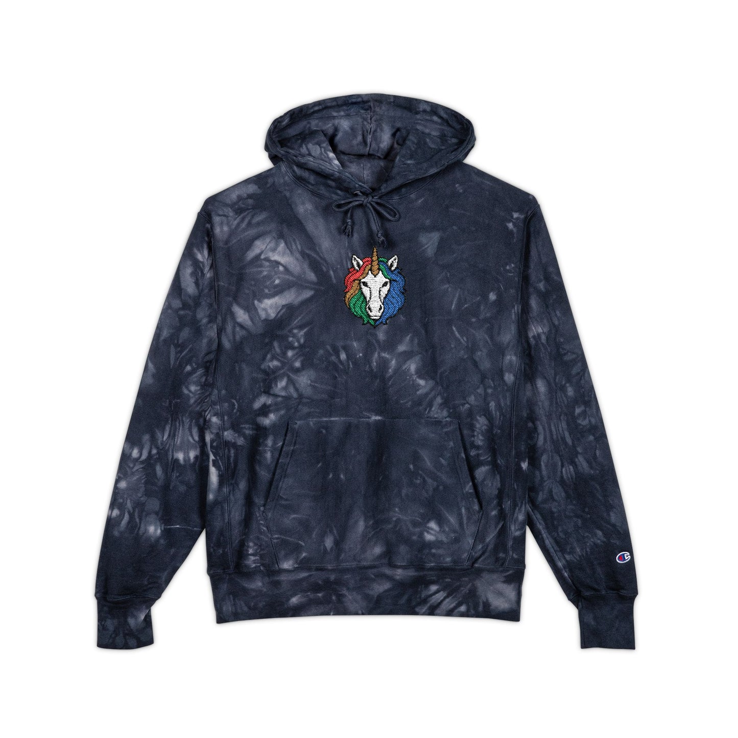 Rainbow Riders Unicorn Embroidered Champion Tie-Dye Hoodie — Unisex Streetwear