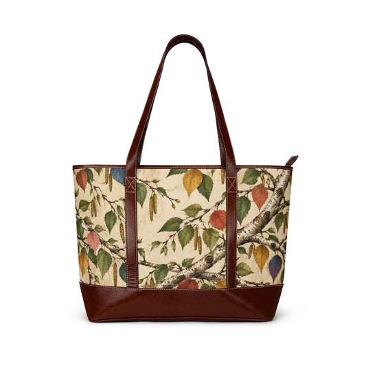 Global Pride Botanicals Russian birch handbag featuring archival foliage, catkins and colorful leaves