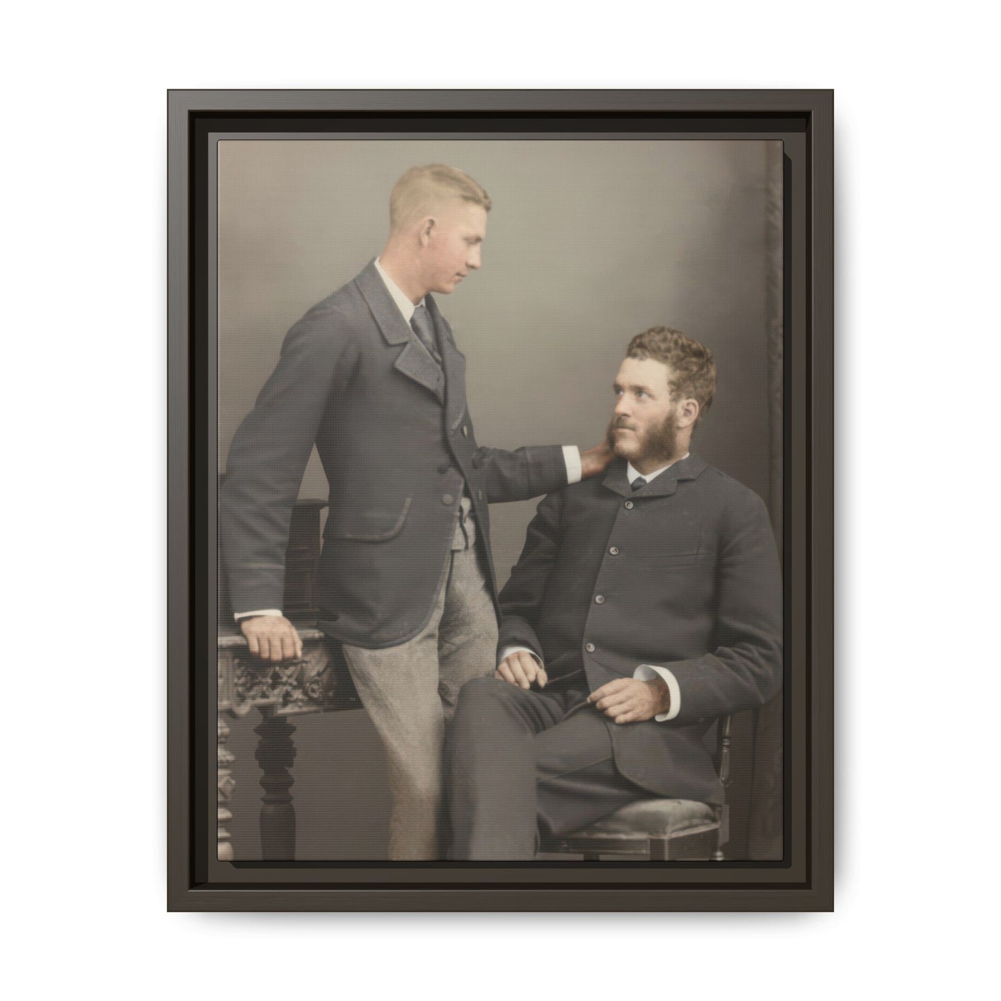 Late 19th century historical portrait with standing and seated figures in tailored clothing