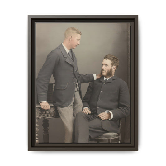 Late 19th century historical portrait with standing and seated figures in tailored clothing