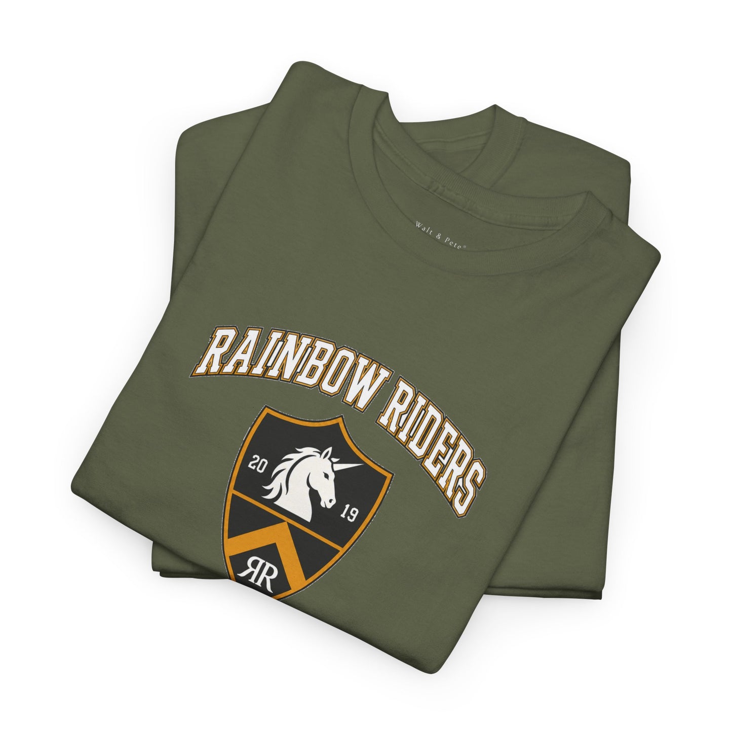 Rainbow Riders Heritage Crest T-Shirt | Est. 2019 LGBTQ+ Collegiate Tee