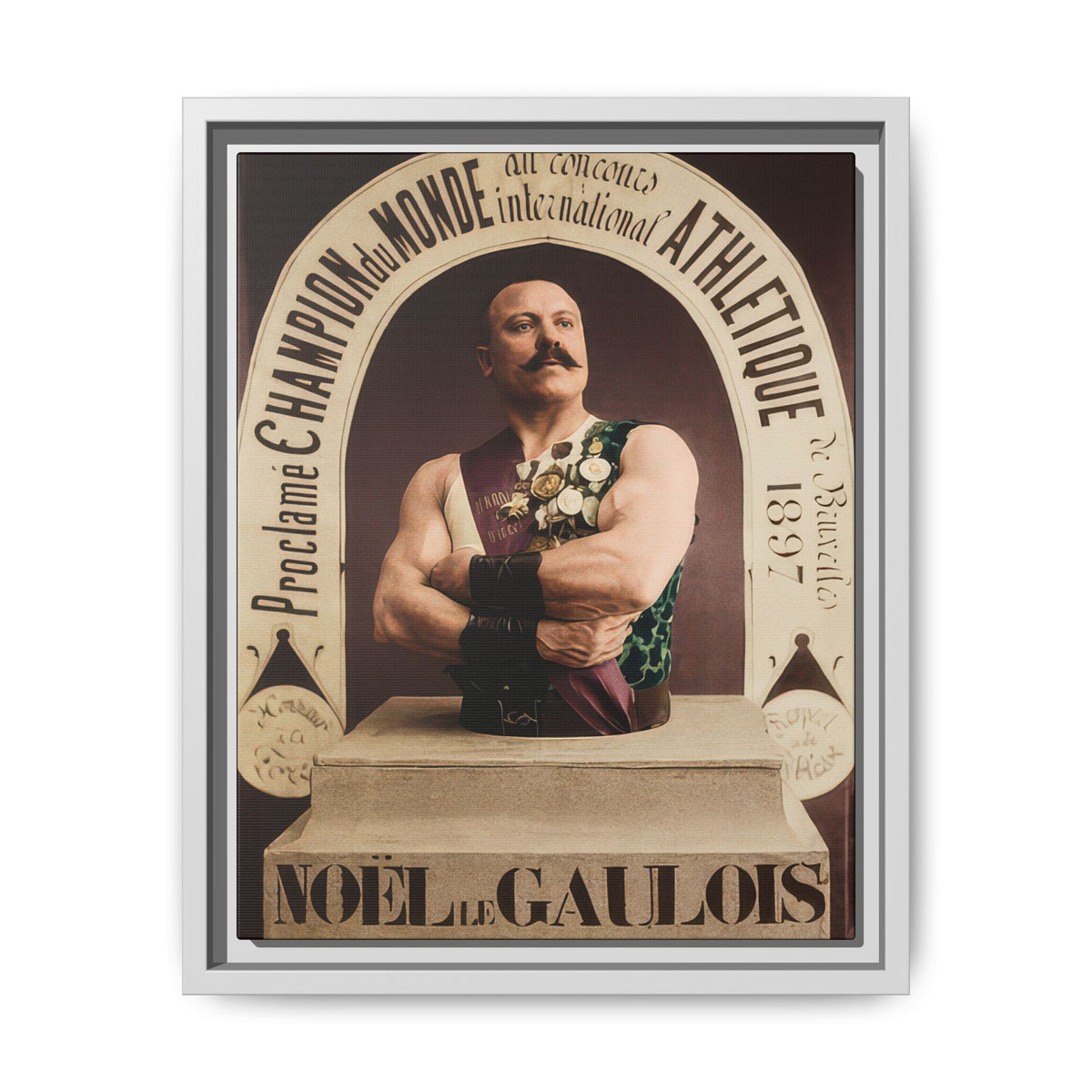 Athlétisme 045 restored 1897 physical culture portrait reproduced as framed matte canvas wall art 
