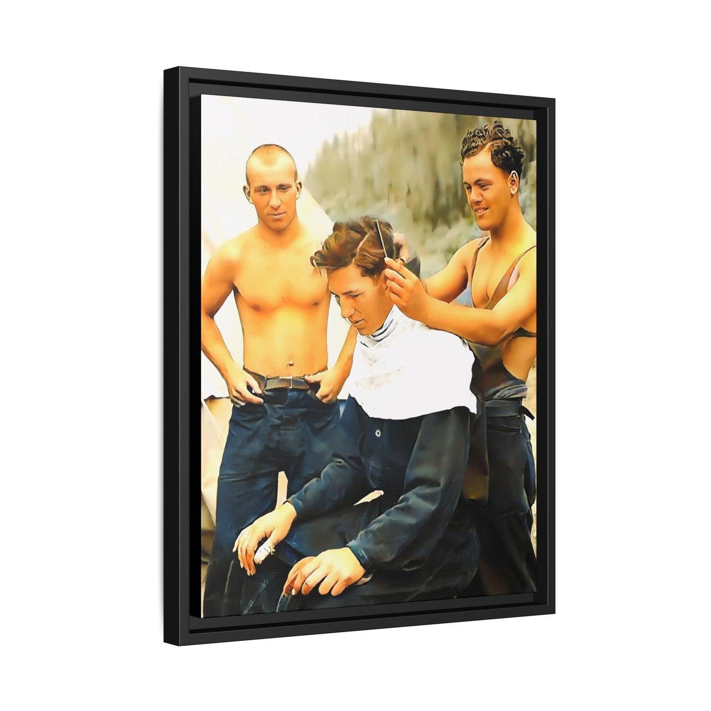 hommes 008 | Framed Vintage Photo - Matte Canvas