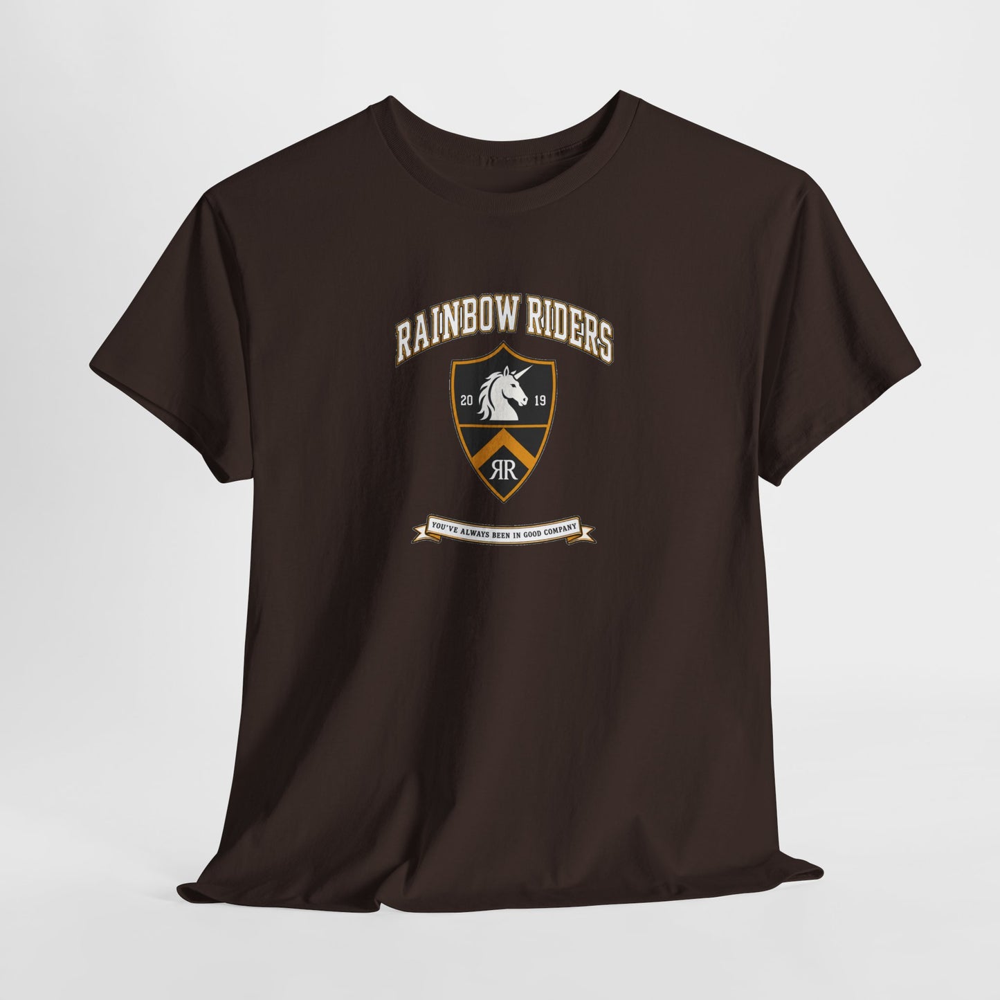 Rainbow Riders Heritage Crest T-Shirt | Est. 2019 LGBTQ+ Collegiate Tee