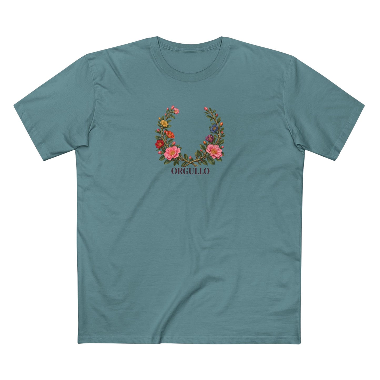 Dominican Bayahibe Rose Pride T-Shirt | ORGULLO Botanical Laurel Wreath Tee
