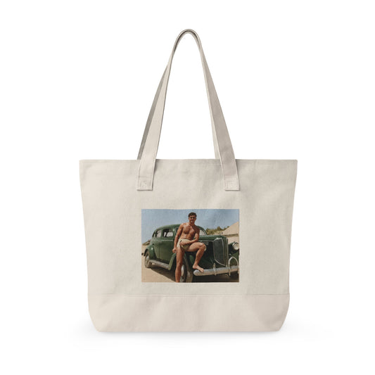 Coastal road vintage automobile tote bag 