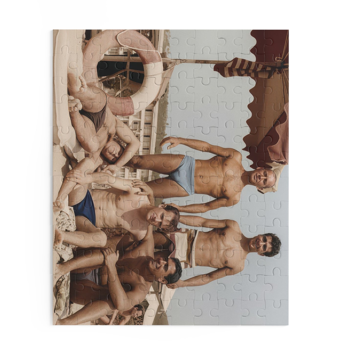 Sunlit Beach Club Companions | Restored Historical Jigsaw Puzzle | nager 033