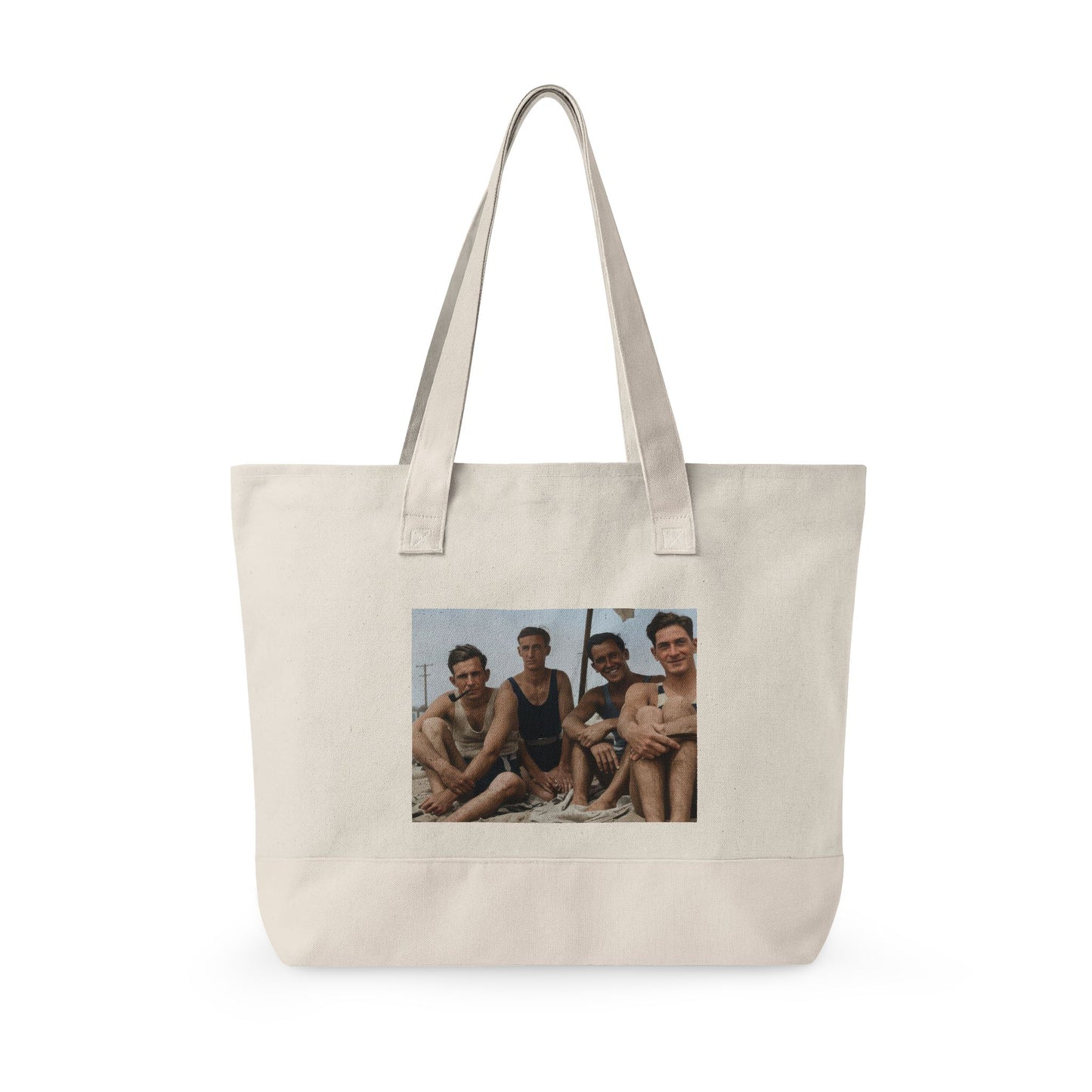 four men beach archival photo tote bag 