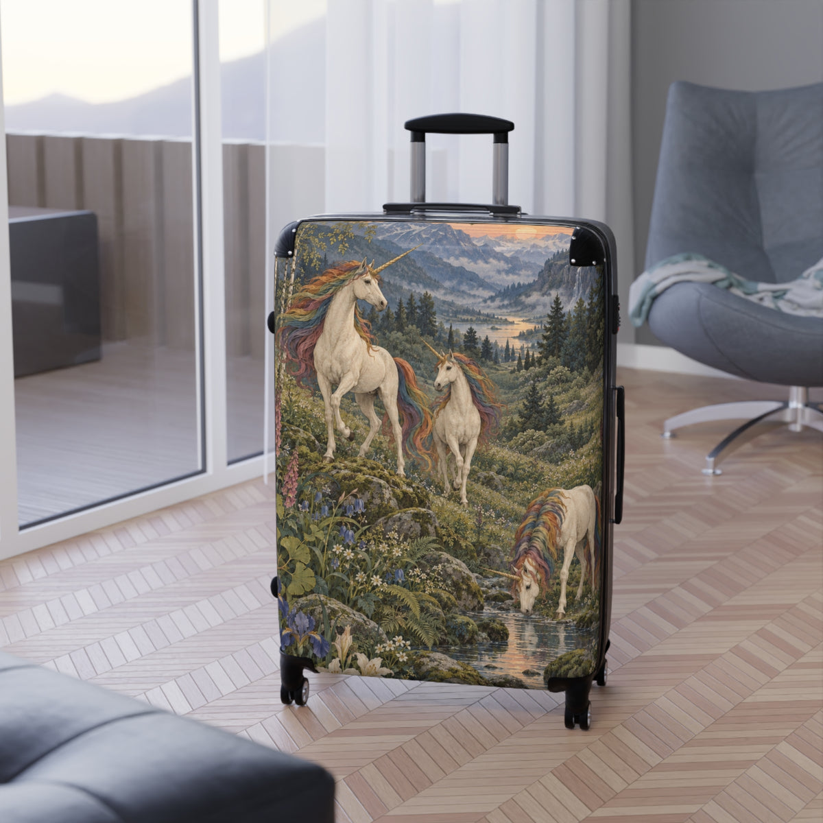 The Rainbow Vale | Three Unicorns Aesthetic Movement Carry-On Suitcase