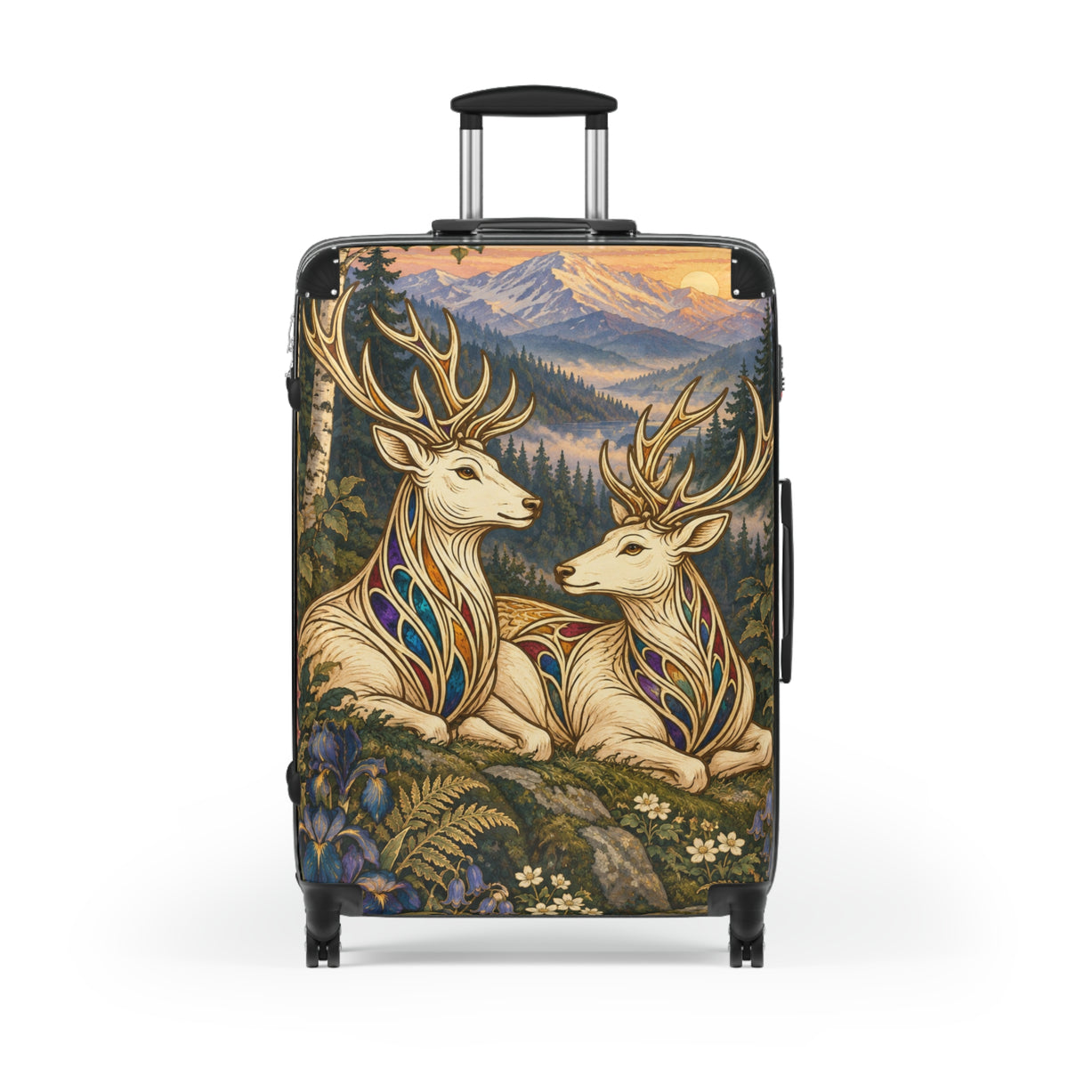 Companions at Dawn Jeweled Stag Suitcase | Aesthetic Movement Travel Luggage