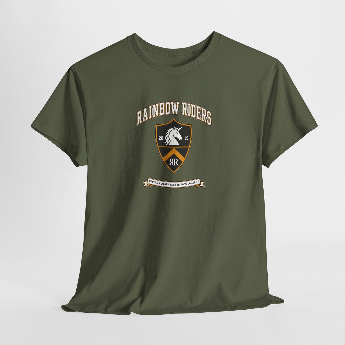 Rainbow Riders Heritage Crest T-Shirt | Est. 2019 LGBTQ+ Collegiate Tee