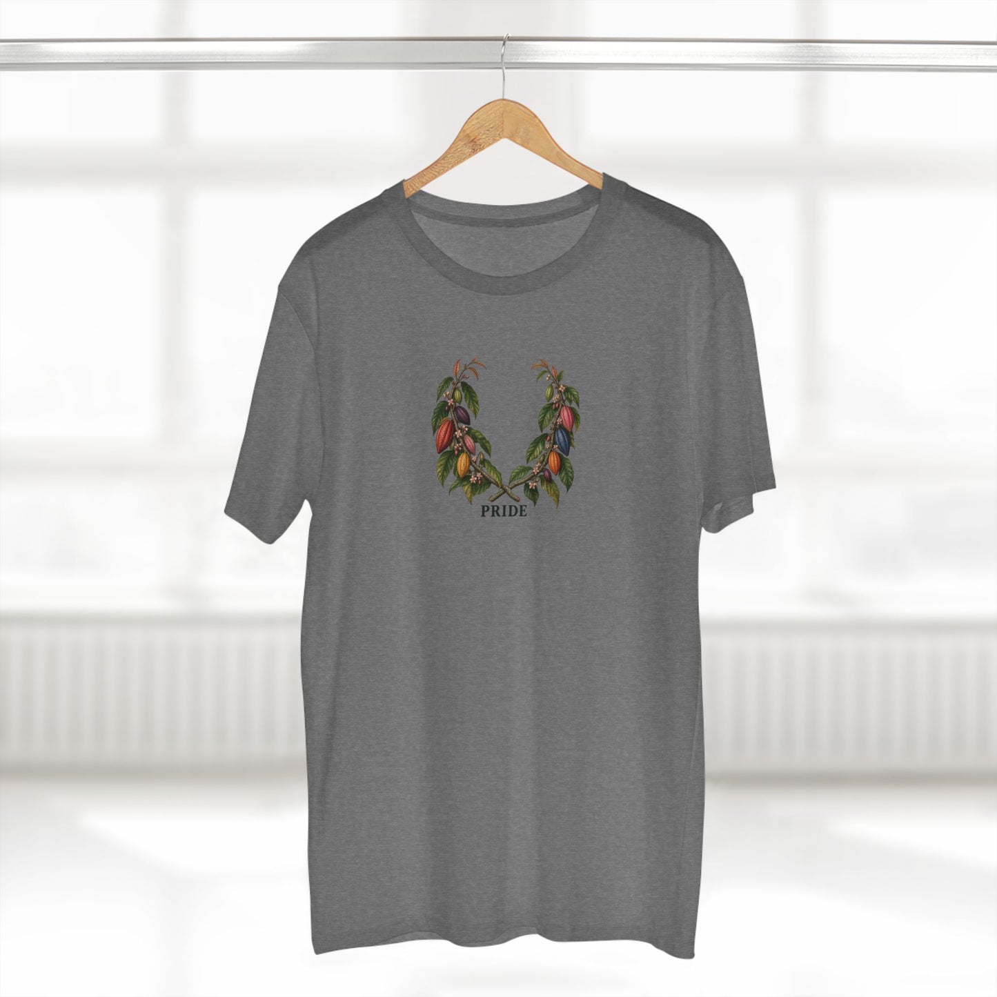 Ghanaian Cocoa Pride T-Shirt — LGBTQ+ Botanical Laurel Wreath
