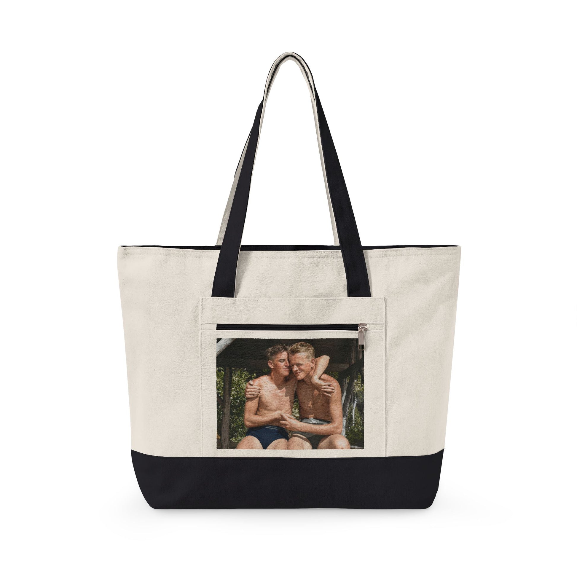 Vintage summer companionship zippered canvas tote 