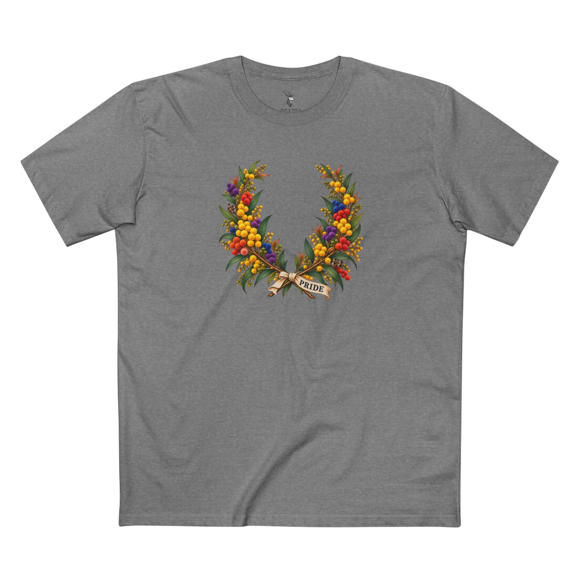 Australian Golden Wattle Pride T-Shirt | LGBTQ Laurel Wreath Tee