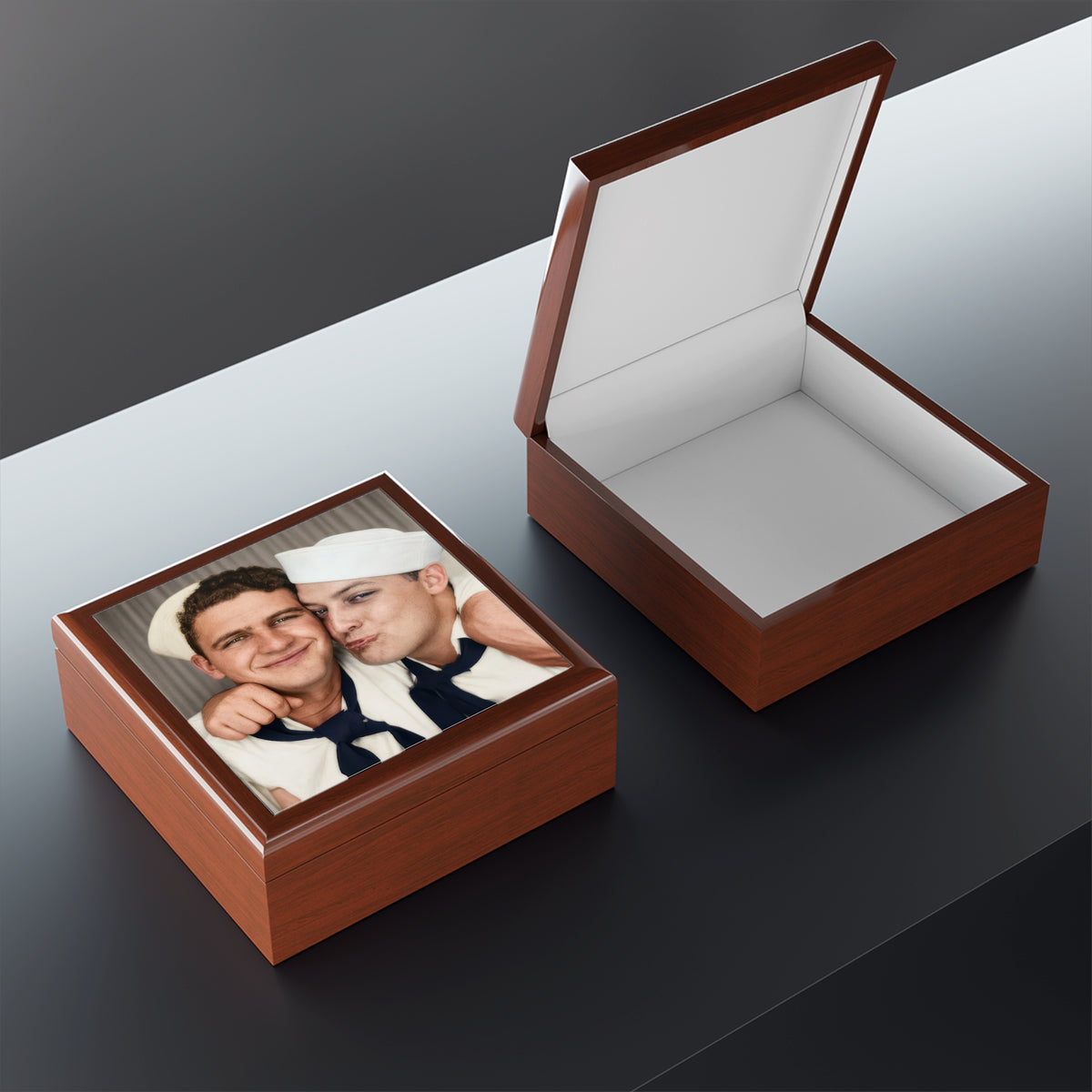 Paire 159 | Vintage Photobooth Series | Two Sailors in a Playful Embrace Keepsake Box