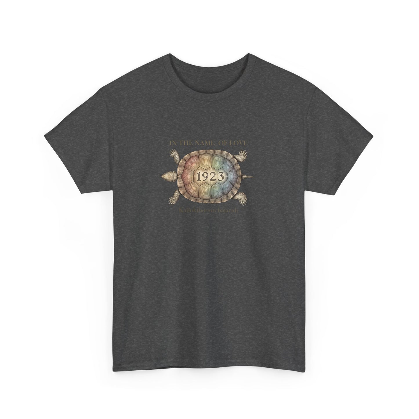 vintage illustration LGBTQ pride t-shirt with rainbow shell 