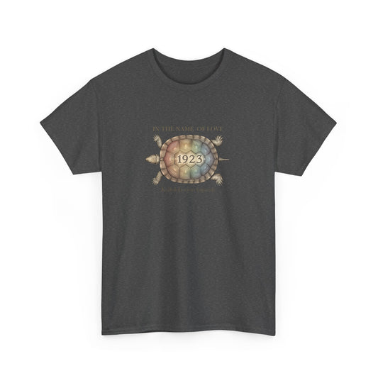 vintage illustration LGBTQ pride t-shirt with rainbow shell 