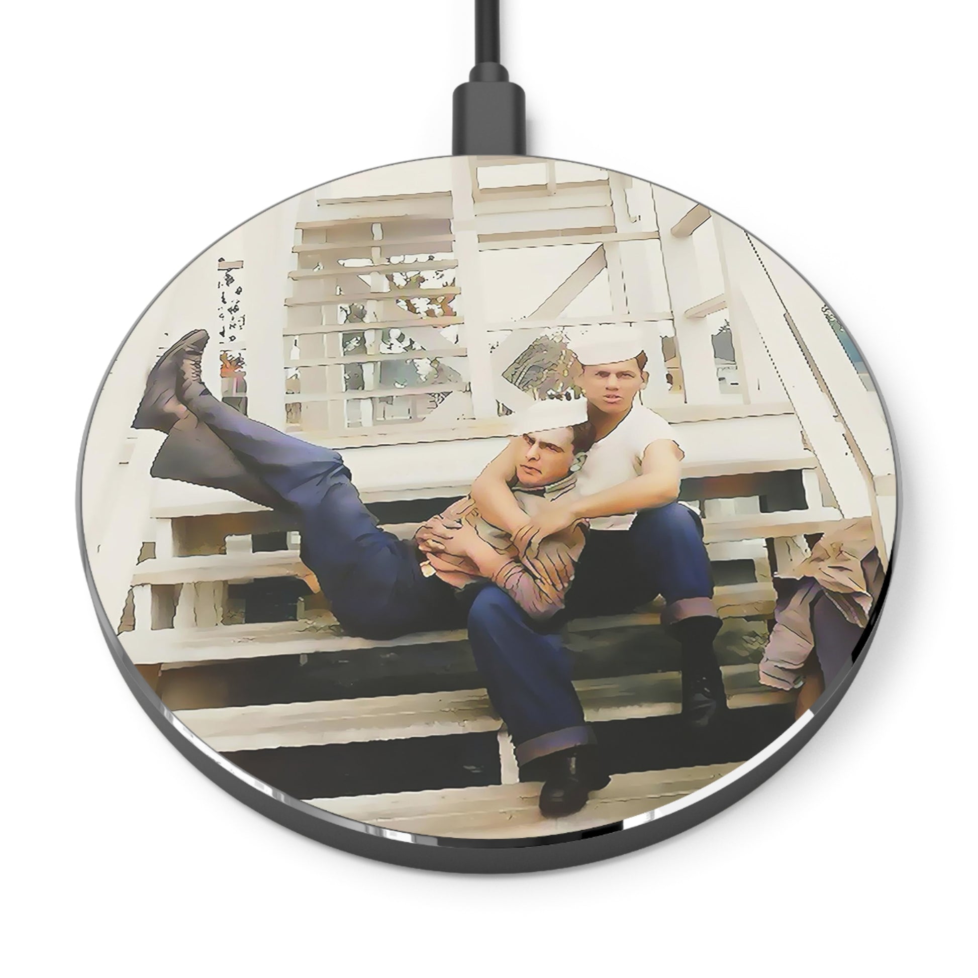 paire 066 | Wireless Charger Vintage Naval Barracks USN Navy Sailors Affectionate Gay Queer Dad Gift