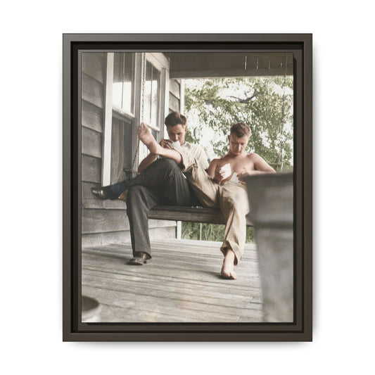 Historic porch scene vintage photograph restored archival canvas print