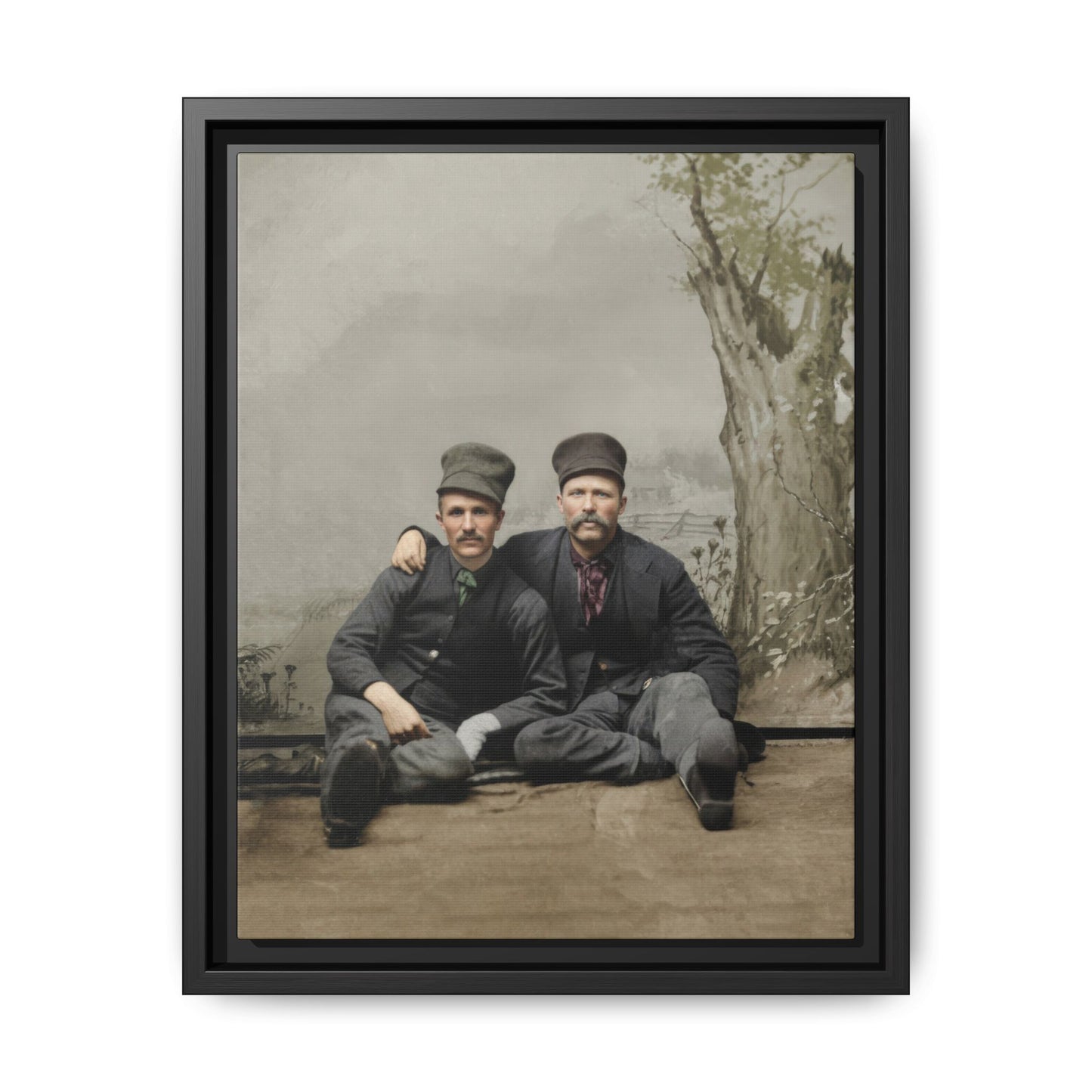 Early 20th century double portrait vintage photograph canvas wall art