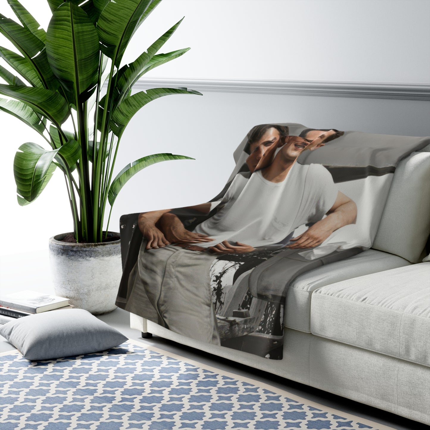 Cozy fleece sherpa blanket with historical companionship photography 