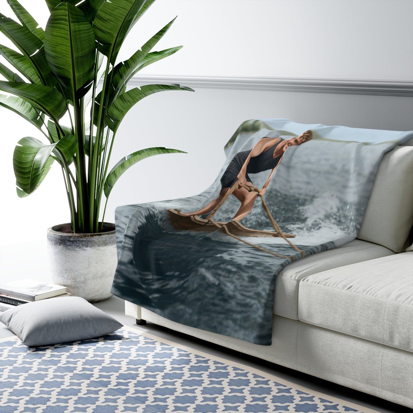 Nager 015 blanket with archival open-lake action scene and summer tone 