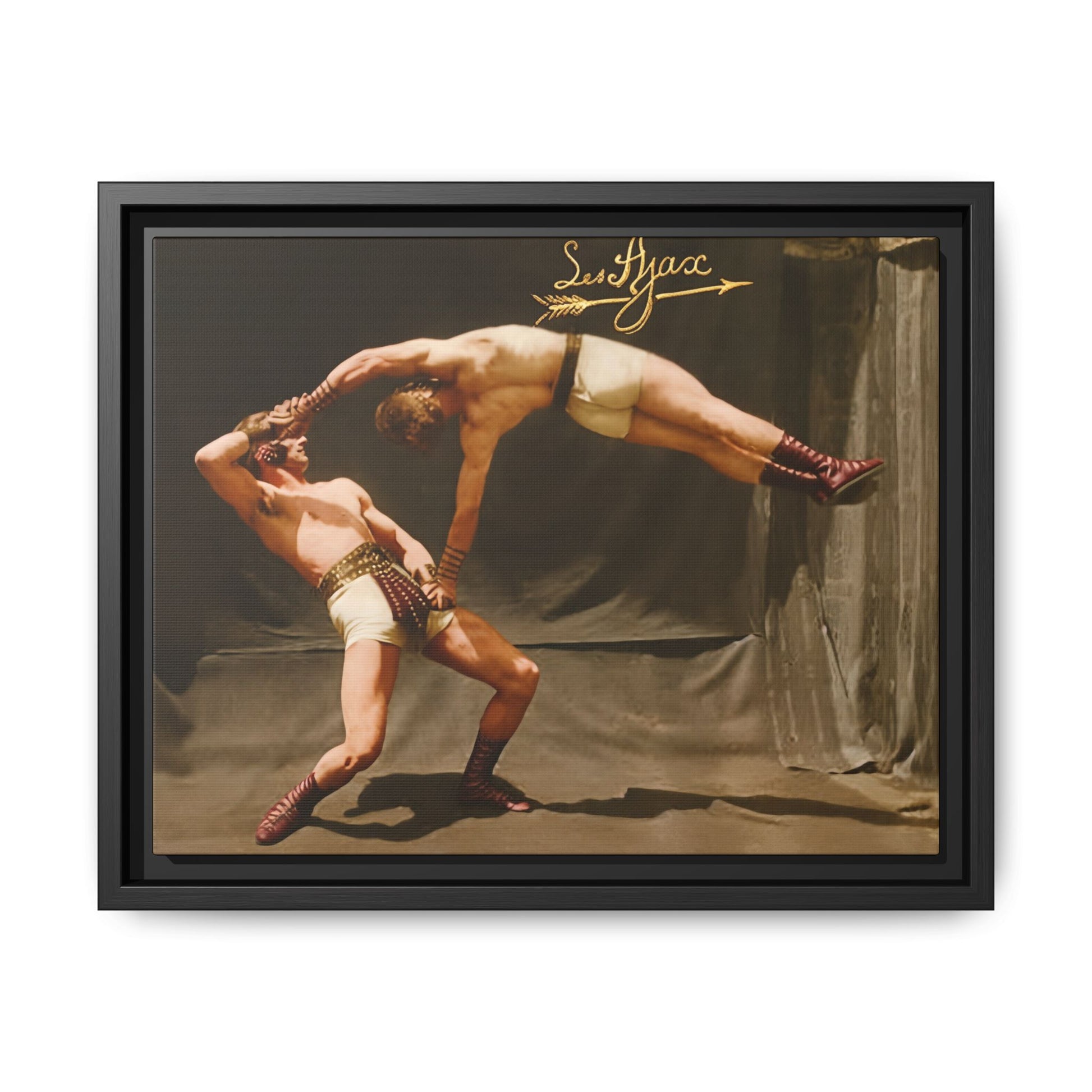 Les Ajax counterbalance lift vintage acrobatic performance photograph 