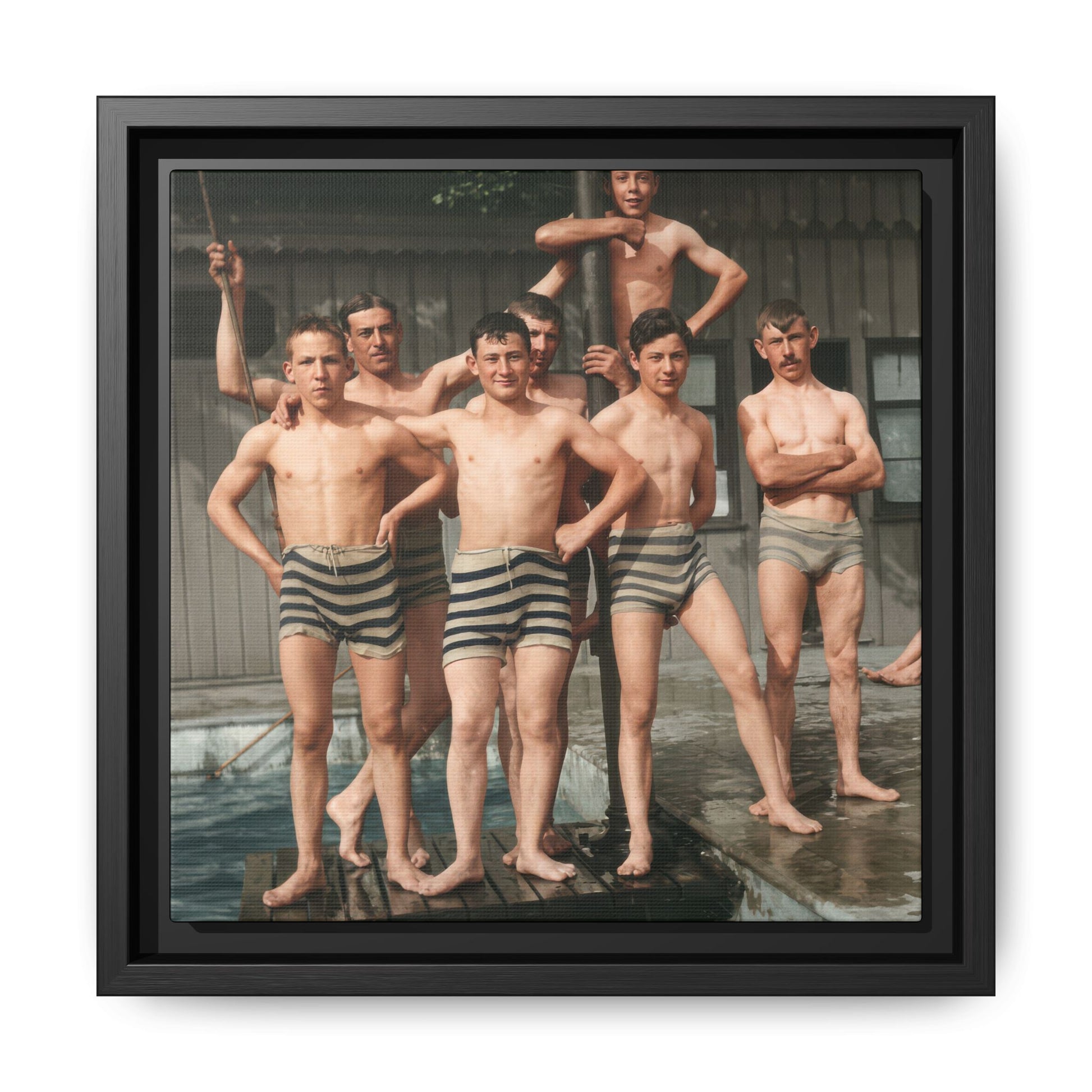 early 20th century swim team style historical photo canvas 