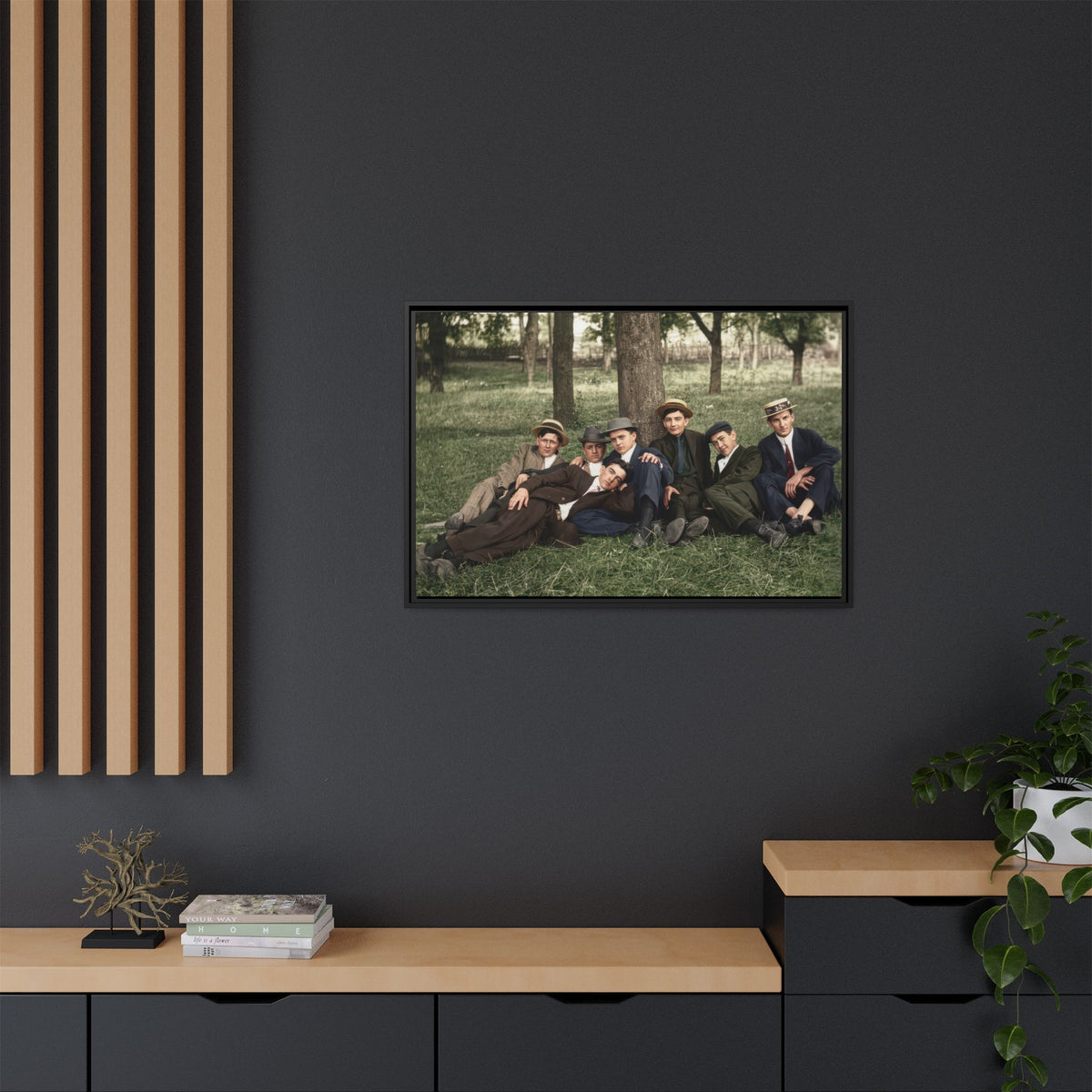 hommes 005 | Framed Vintage Photo - Matte Canvas