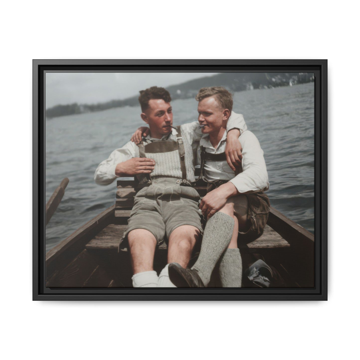 Early 20th century outdoor portrait framed canvas wall art with relaxed composition