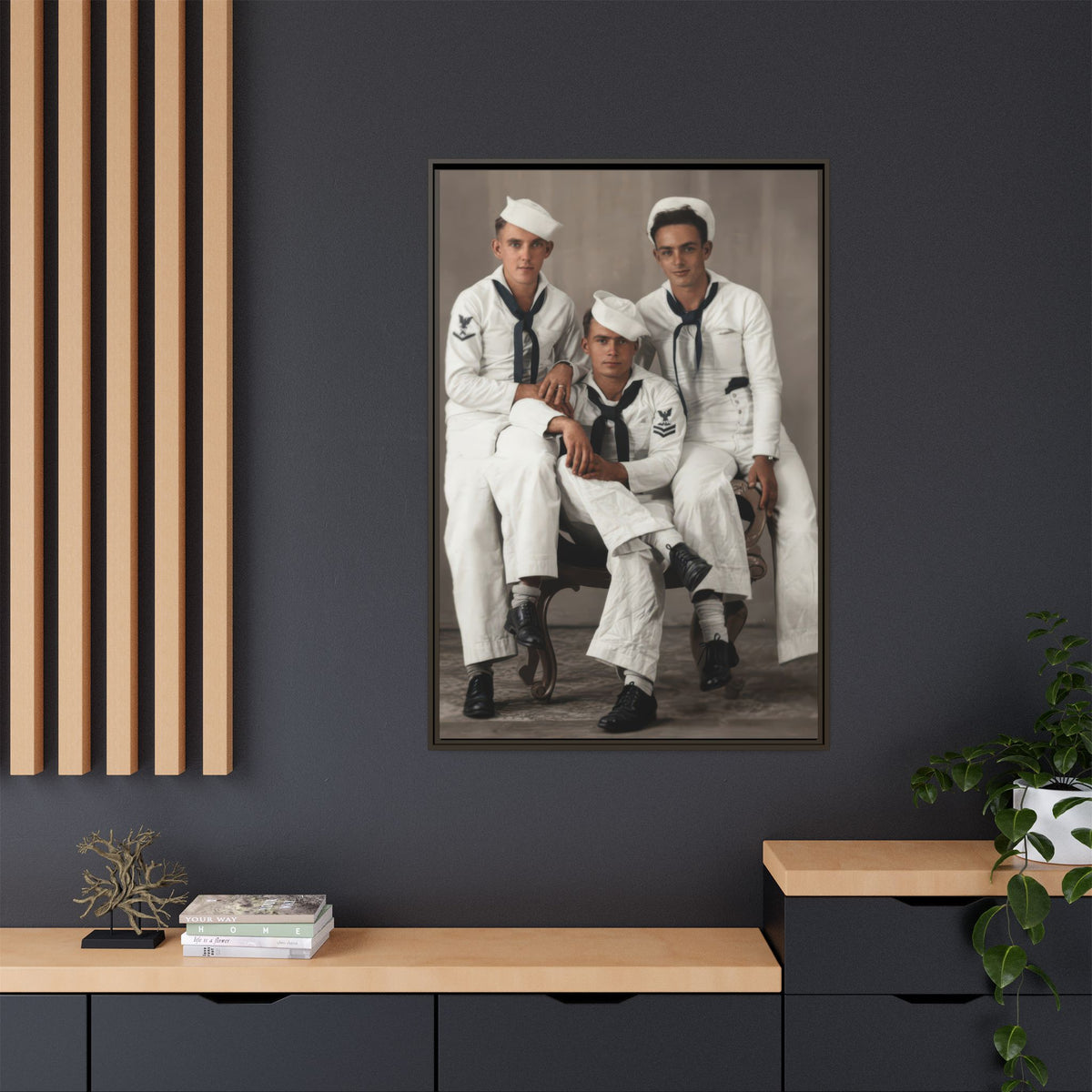 hommes 008 | Framed Vintage Photo - Matte Canvas