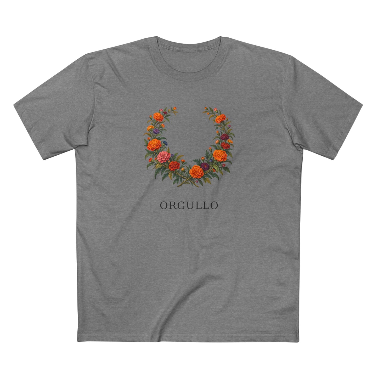 Mexican Cempasúchil Orgullo T-Shirt | Floral LGBTQ+ Pride Wreath Tee